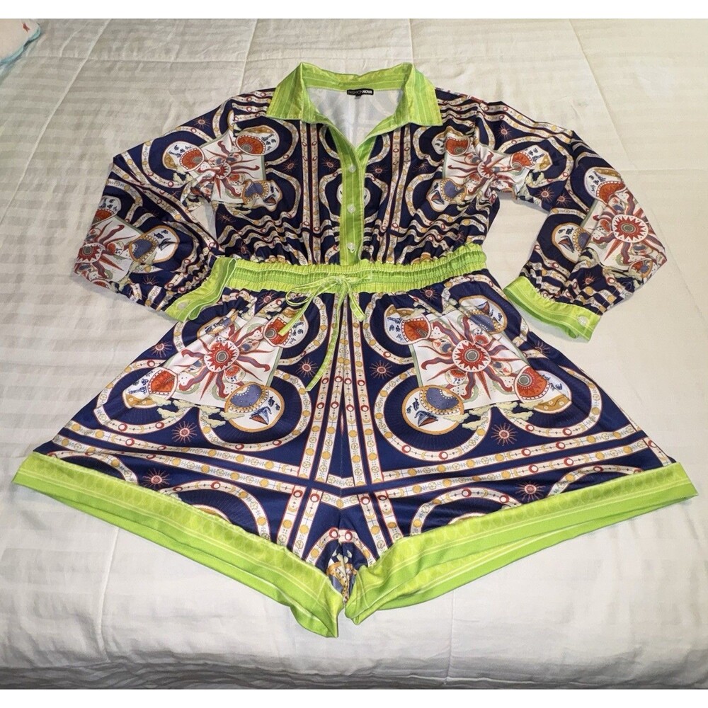 Fashion Nova Romper Long sleeves Nautical Sun Plus Sz 1x Cute!! - Picture 2 of 8